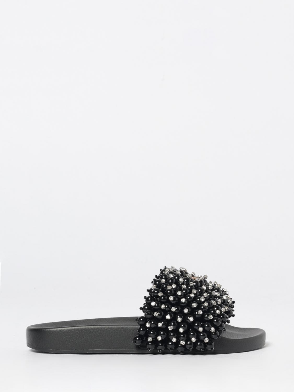 Kurt Geiger London Meena Eagle Rubber Sliders with Synthetic Beads and Rhinestones