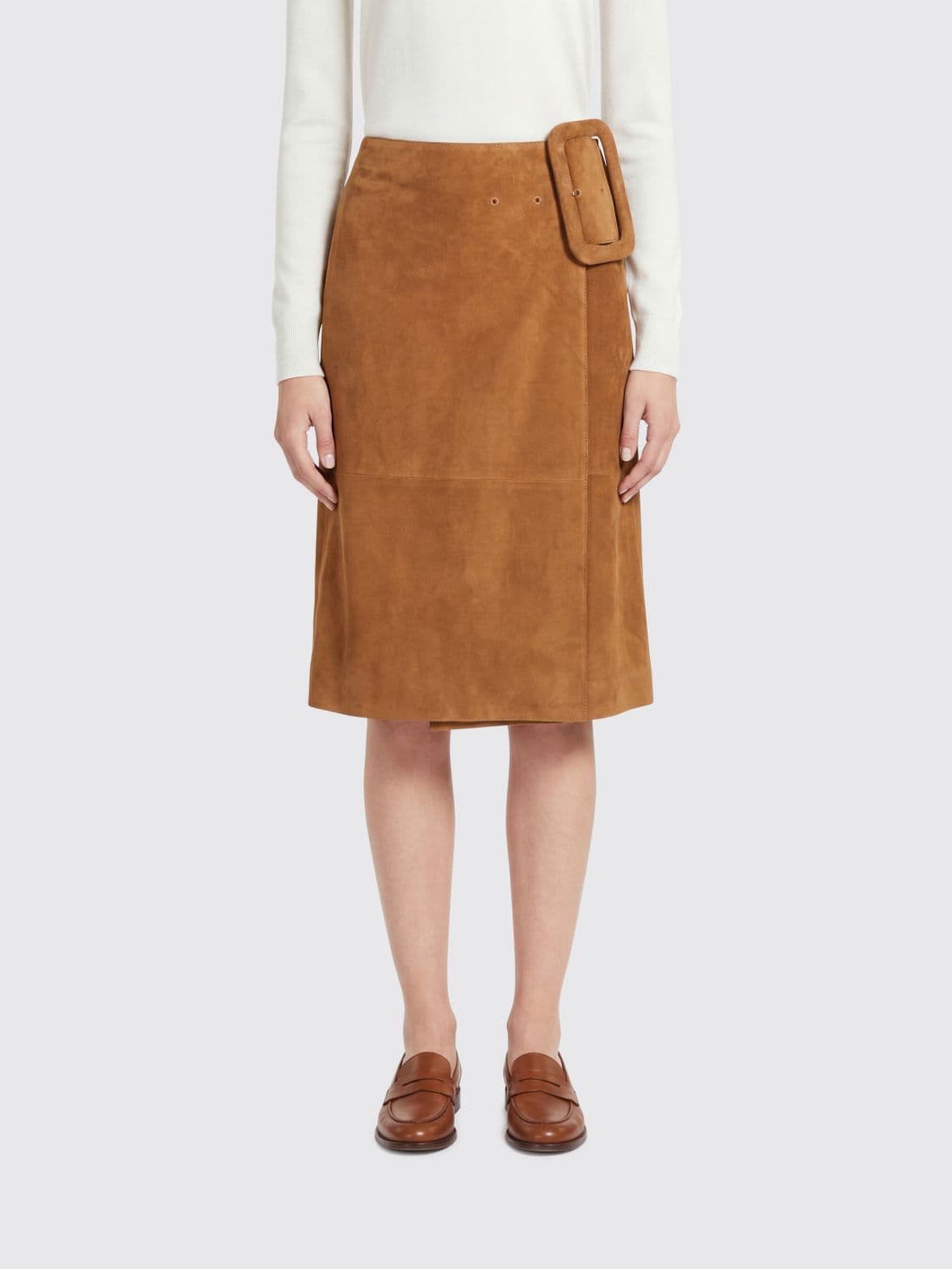 Ami Paris Suede Leather Wrap Skirt
