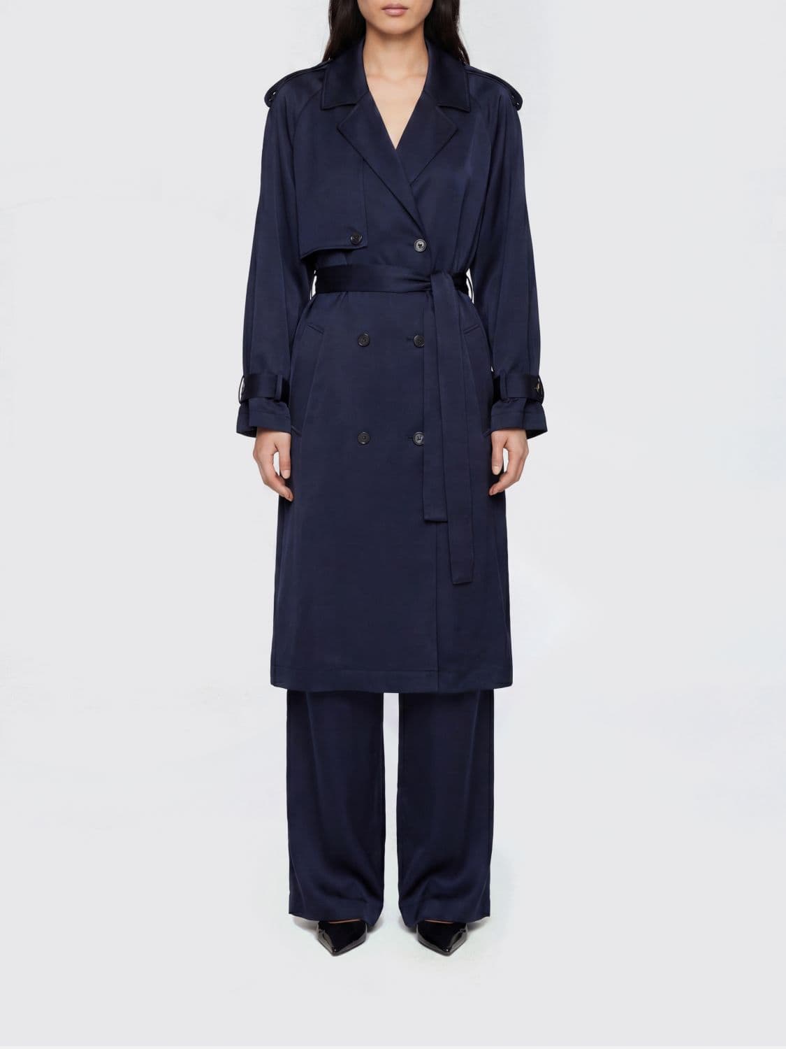 Anine Bing Ricky Long Viscose Trench Coat