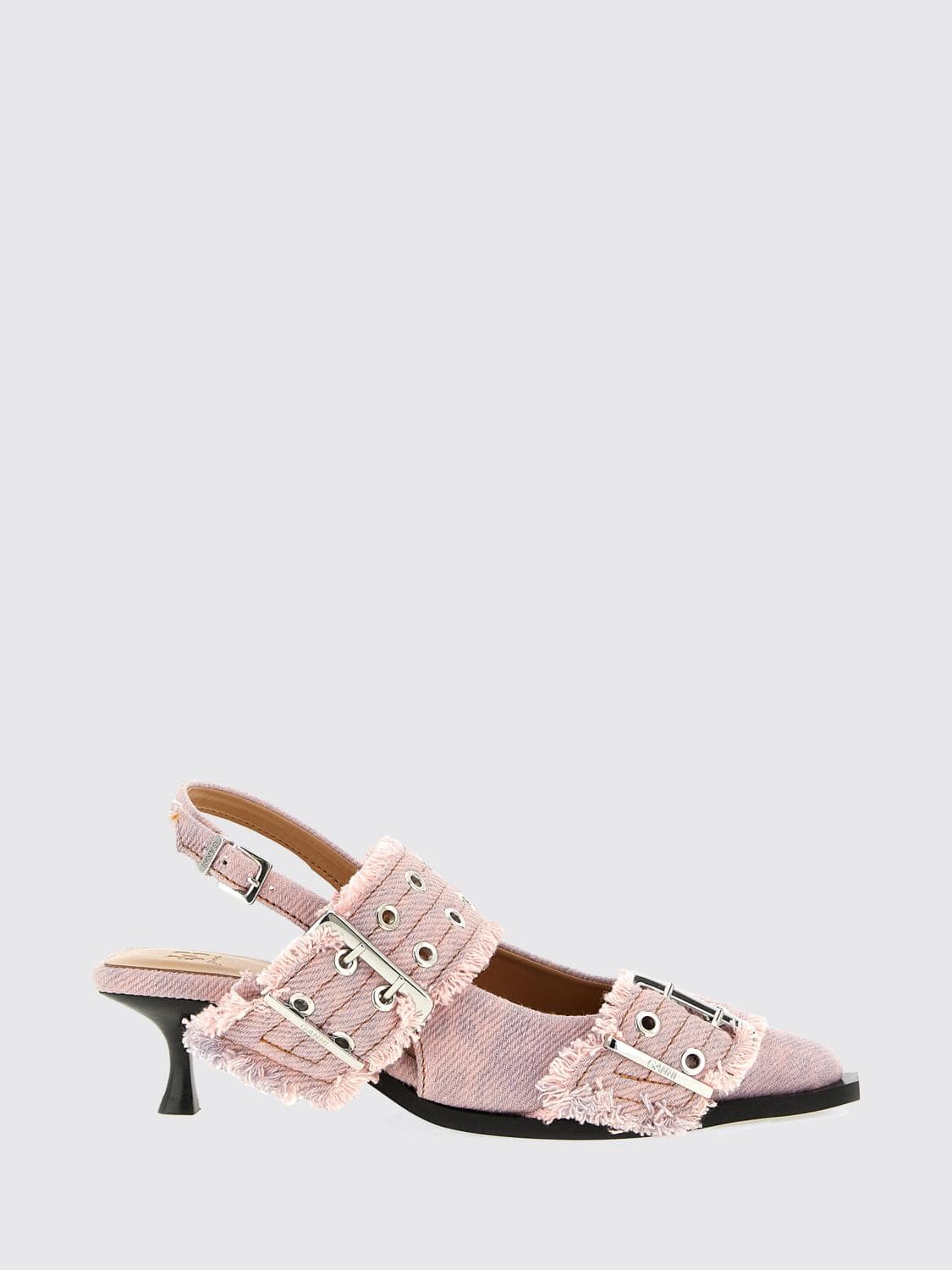Ganni Organic Cotton Canvas Slingback Pumps
