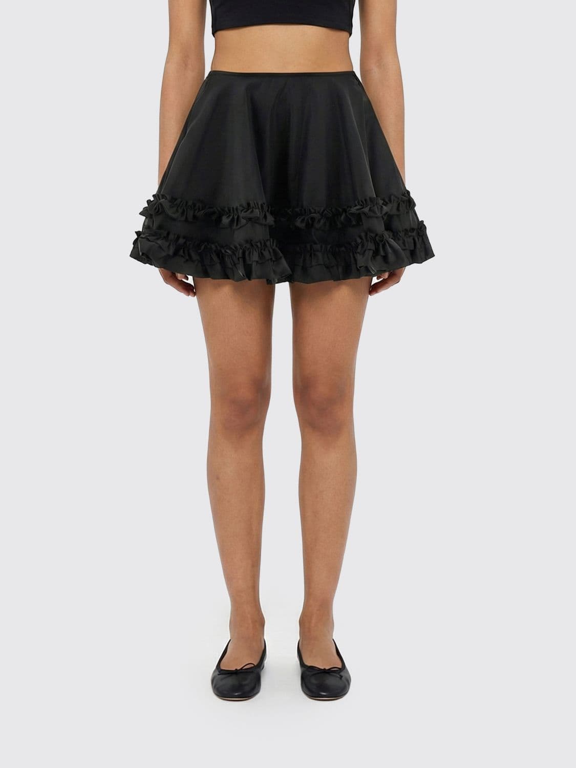 Ganni Crêpe Mini Skirt With Ruffles