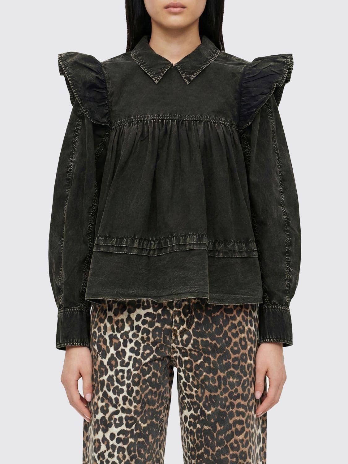 Ganni Organic Cotton Denim Blouse