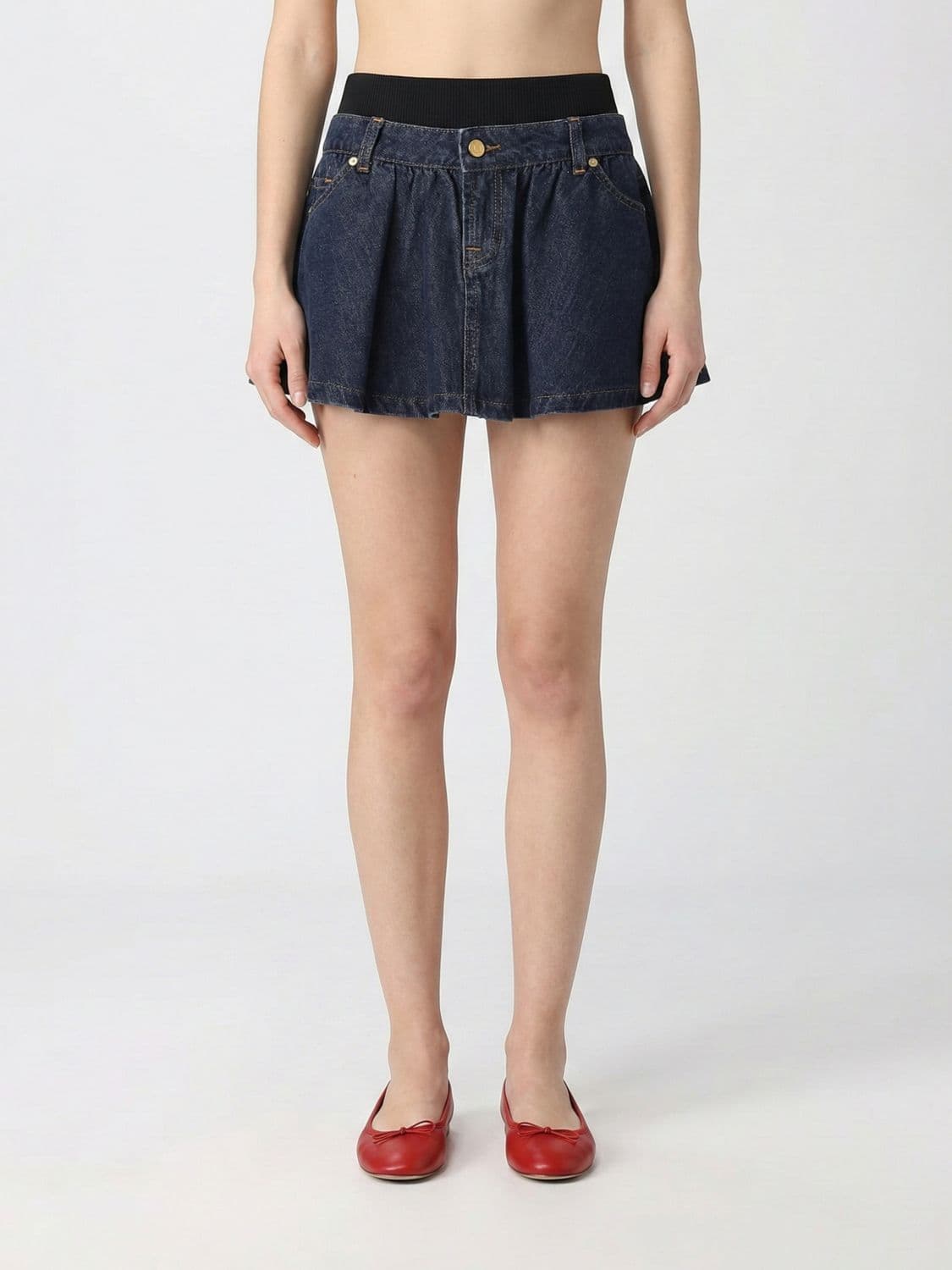 7 For All Mankind Cotton Denim Mini Skirt
