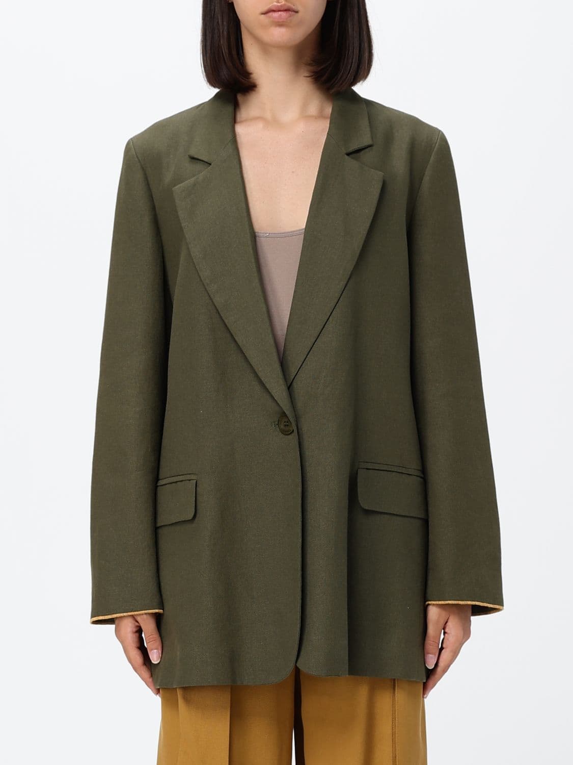 Twinset Single-Breasted Linen Blend Blazer