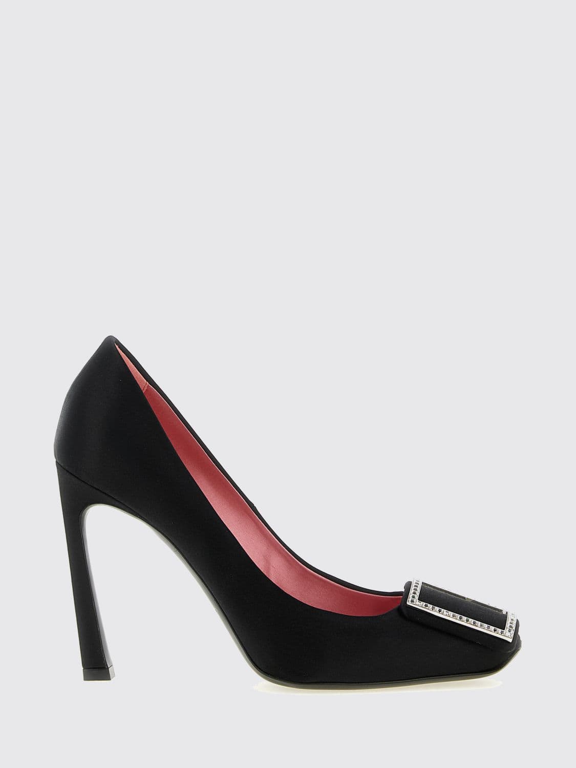 Roger Vivier Trompette Satin Pumps with Jewel Buckle