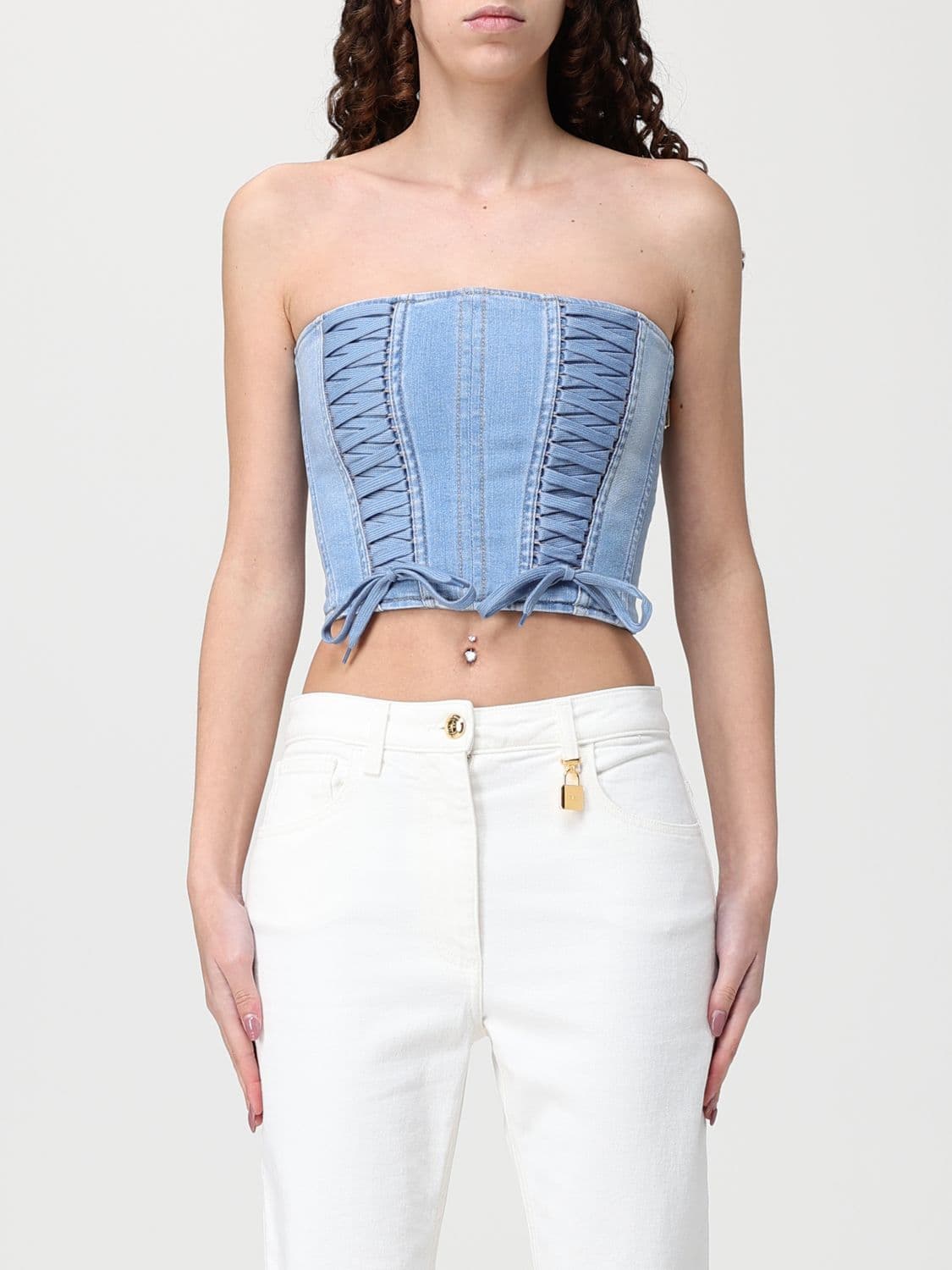 Elisabetta Franchi Denim Corset Top