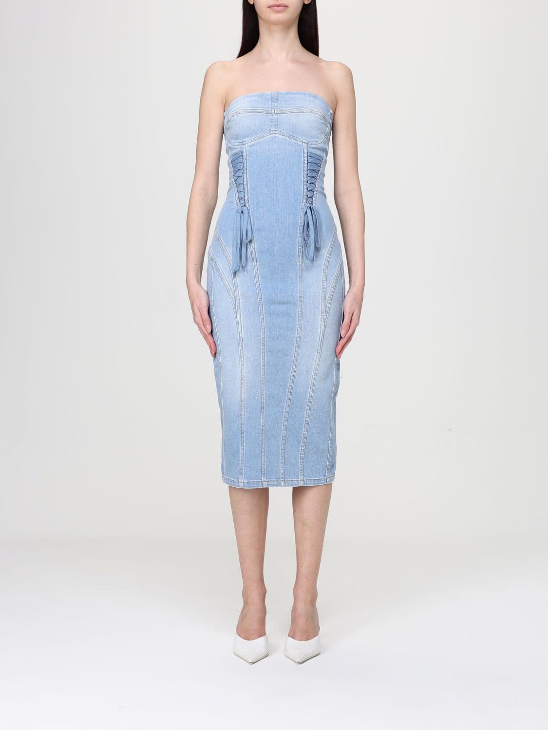 Elisabetta Franchi Cotton Denim Midi Dress
