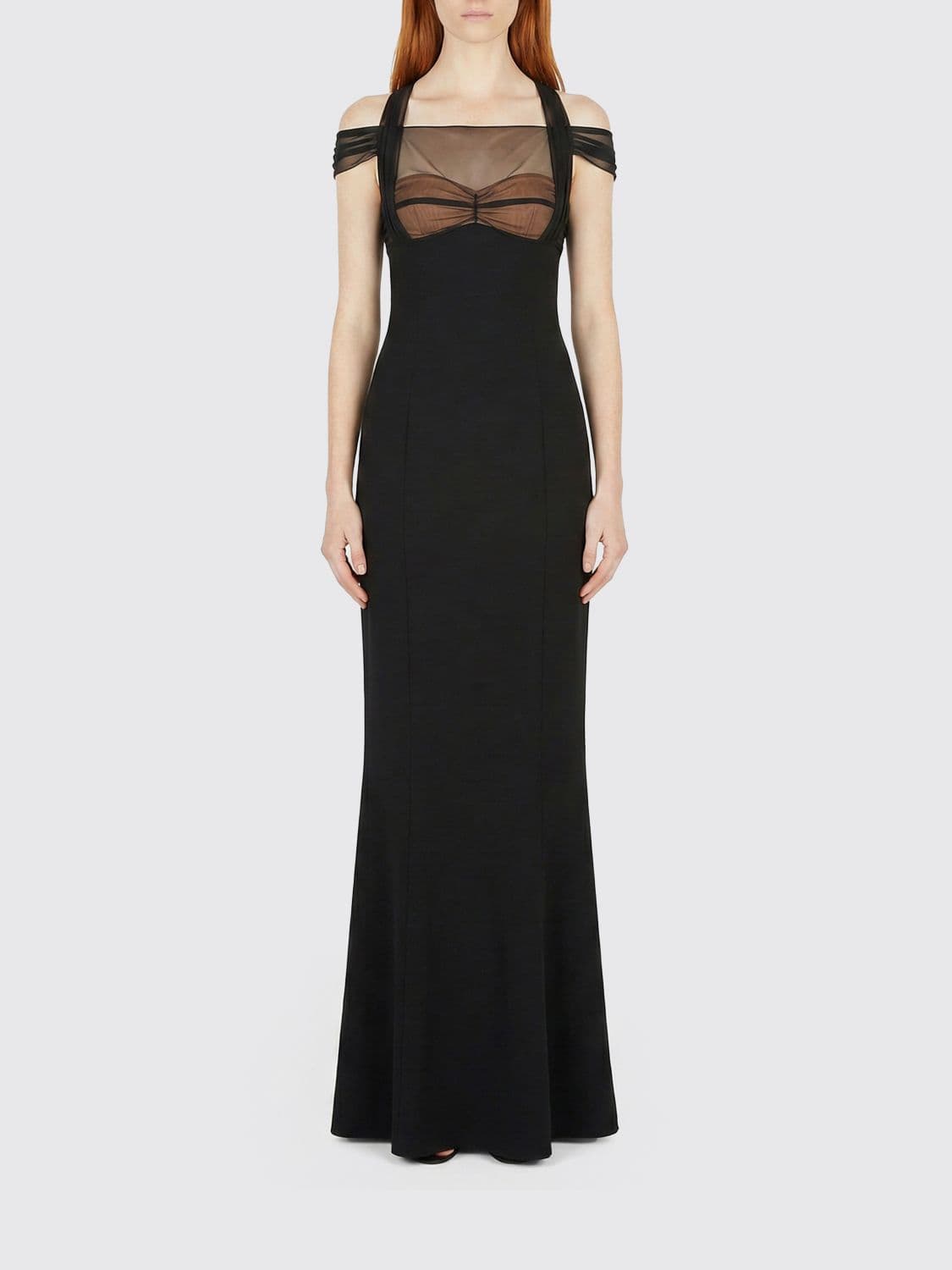 Nensi Dojaka Long Tulle Bodice Dress