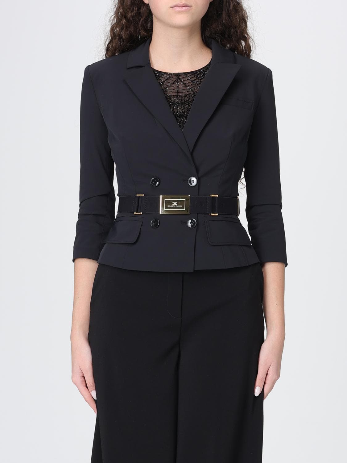 Elisabetta Franchi Double-Breasted Blazer With Belt