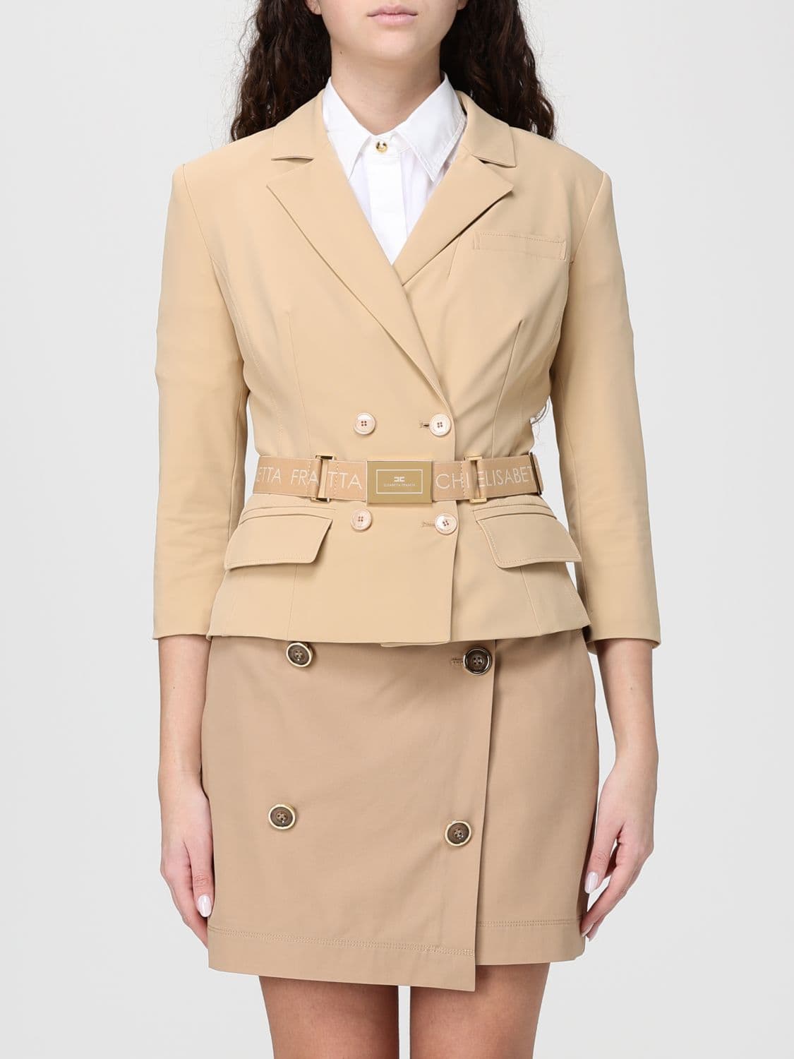Elisabetta Franchi Double-Breasted Blazer With Belt