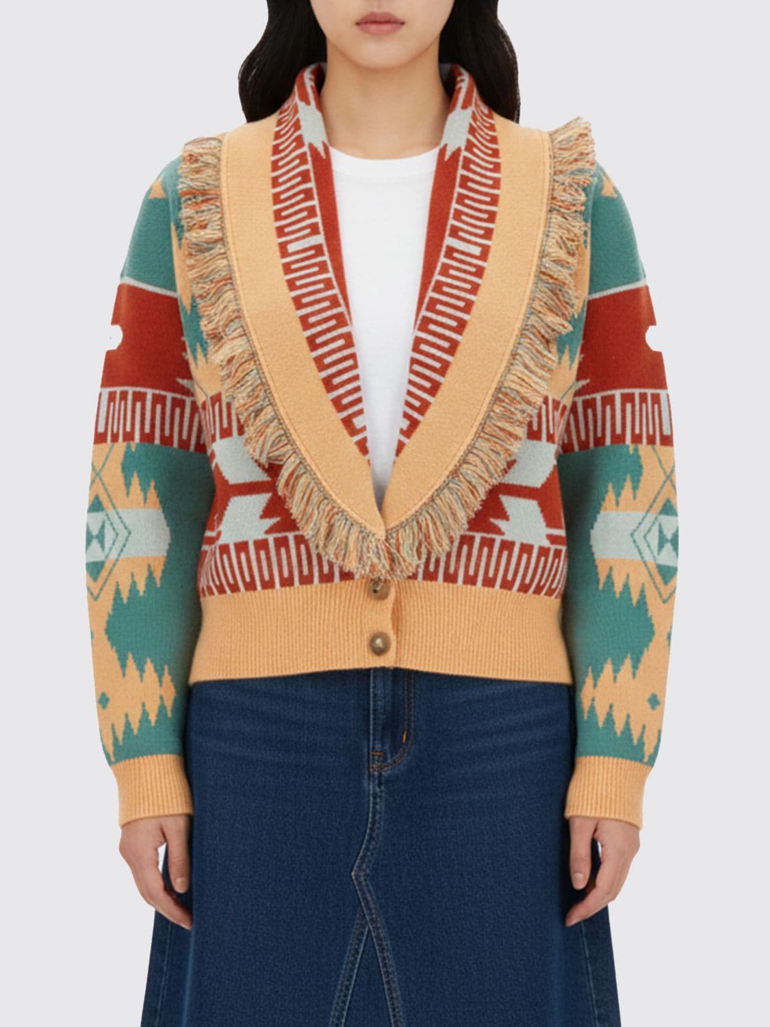 Alanui Icon Wool And Cashmere Cardigan With Ethnic Motif · XS