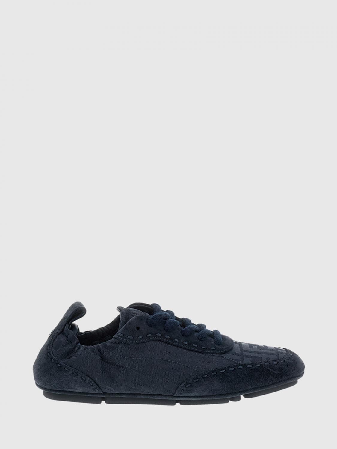 Fendi Fit FF Jacquard Monogram Canvas And Suede Sneakers