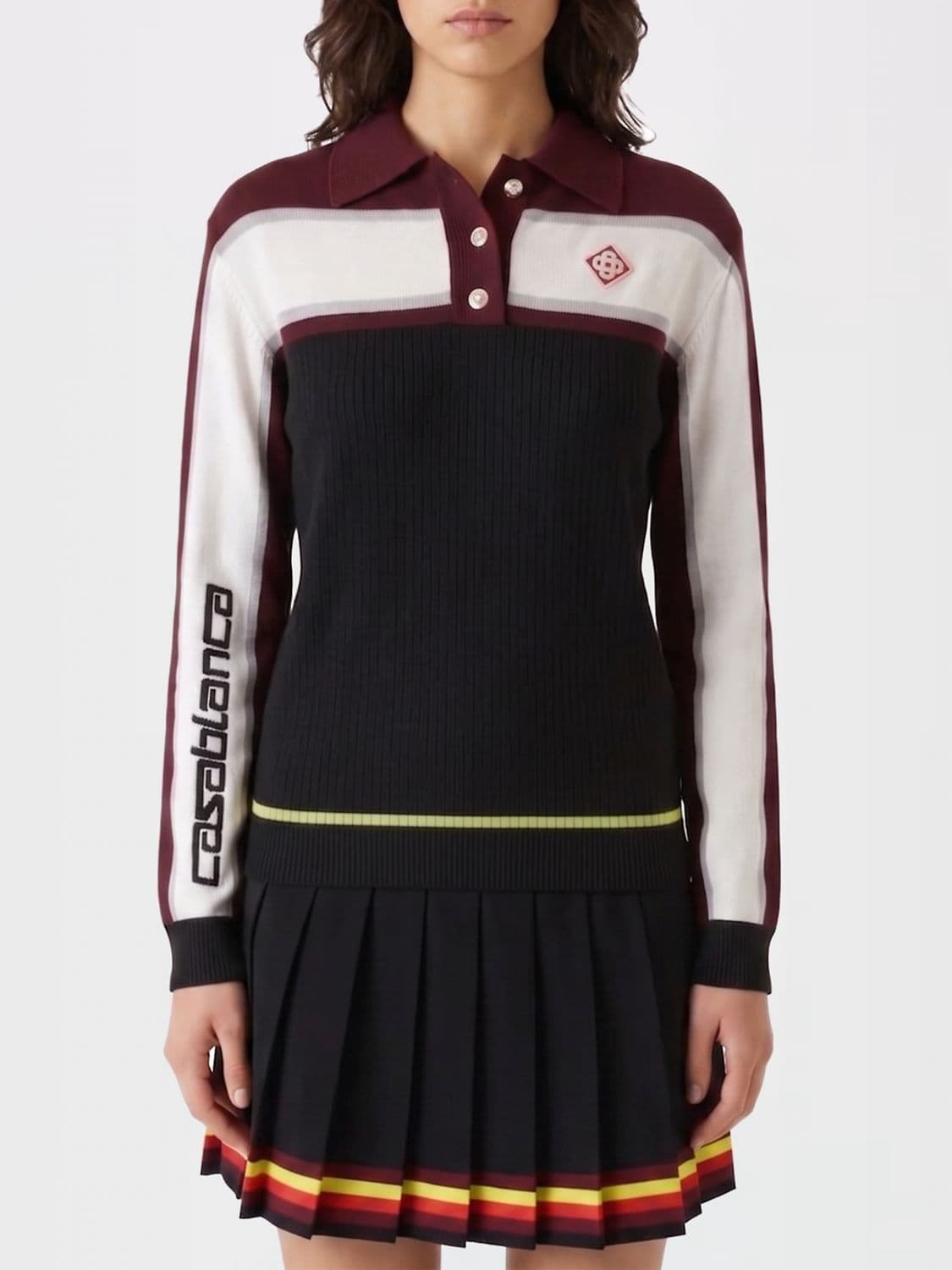 Casablanca Bicolor Wool Polo Shirt with Logo
