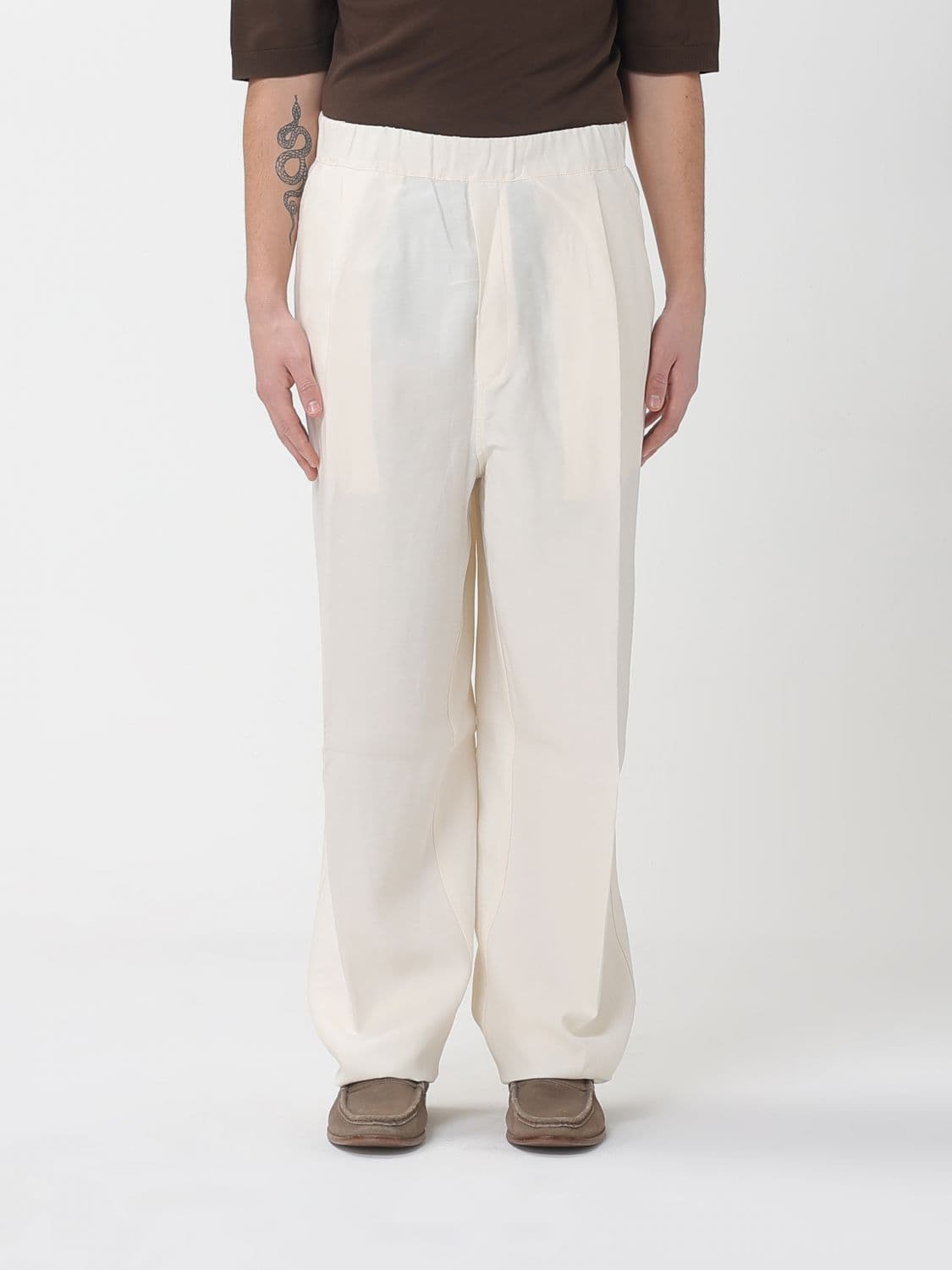 Laneus Wide-Leg Trousers in Linen Blend