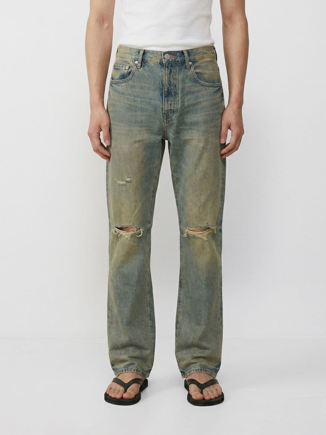 Purple Hadley Vintage Straight Distressed Denim Jeans