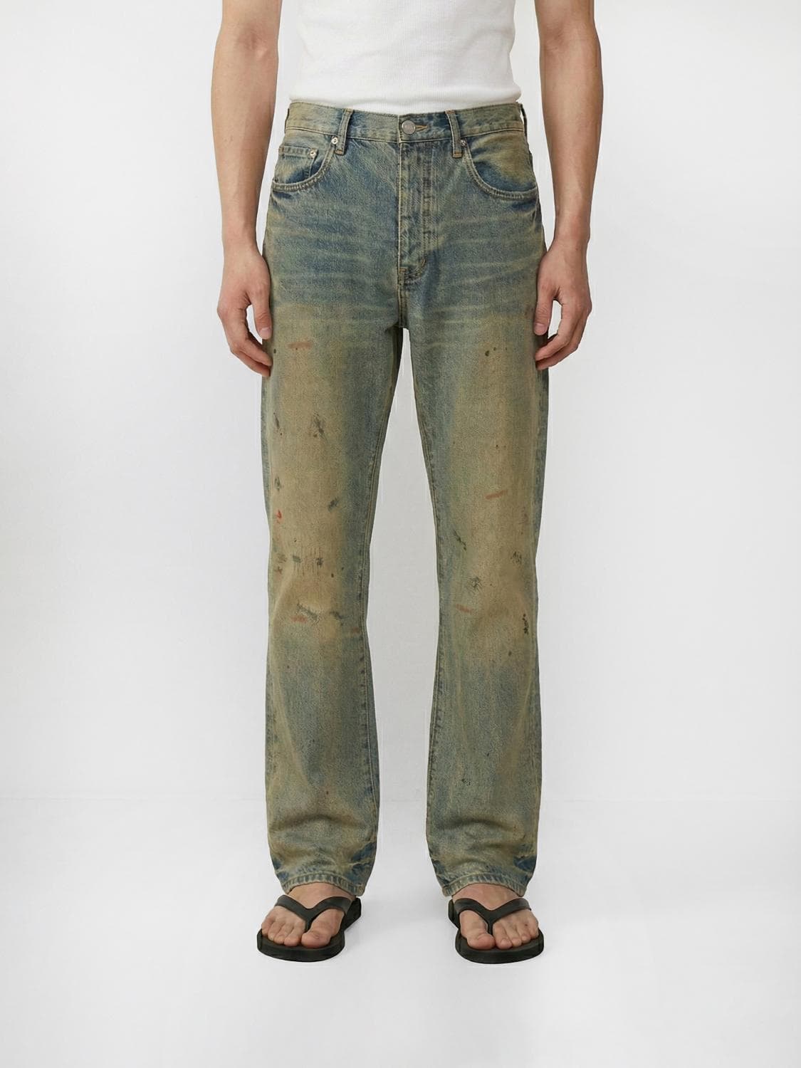 Purple Dirty Oil Repair Denim Jeans