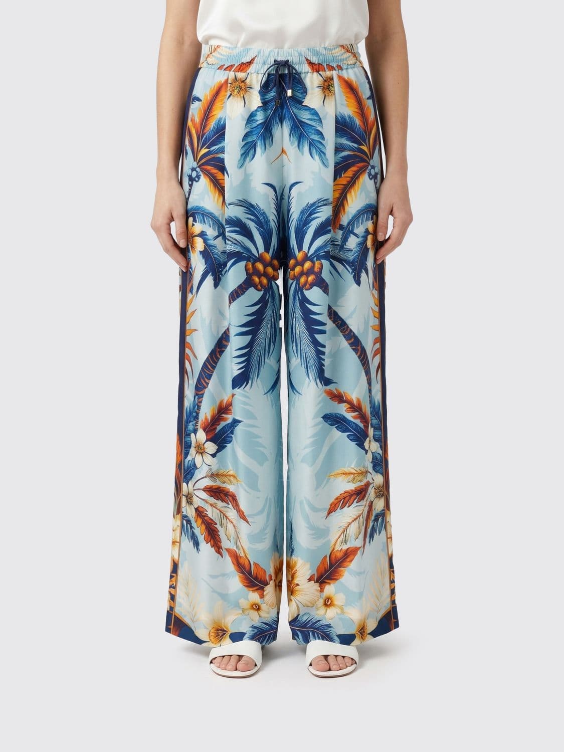 F.r.s For Restless Sleepers F. R.S FOR RESTLESS SLEEPERS Tropical Print Silk Palazzo Trousers F. R.S. For Restless Sleepers · L