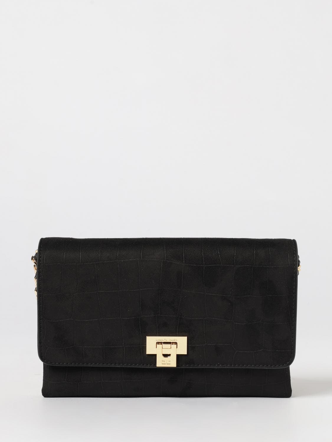 Elisabetta Franchi Suede Crocodile Print Bag