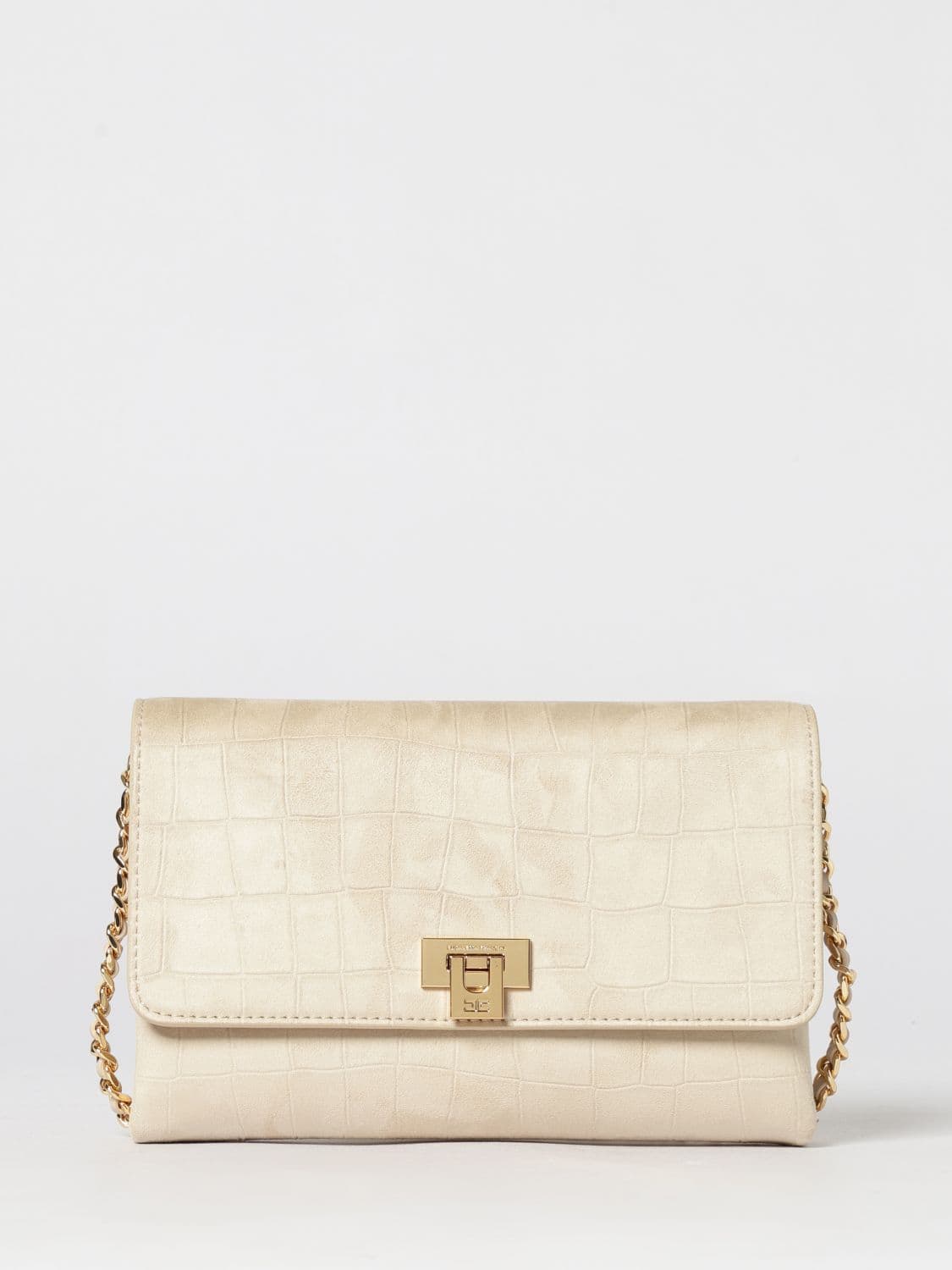 Elisabetta Franchi Suede Crocodile Print Bag