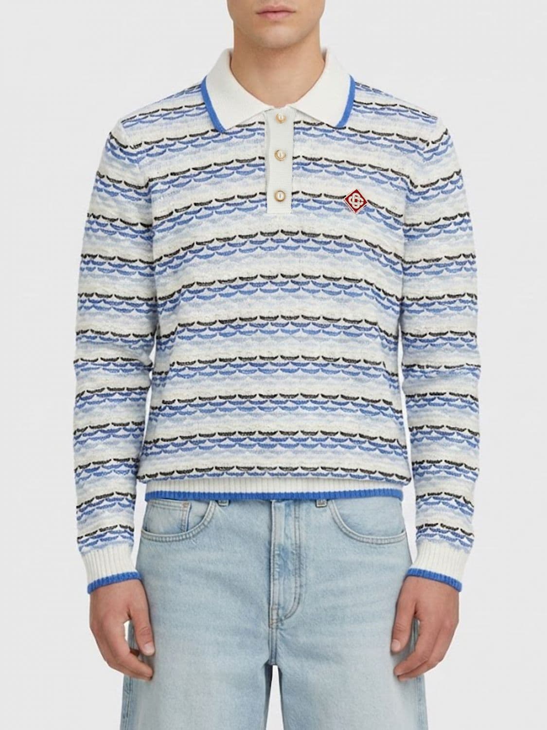 Casablanca Striped Cotton Polo Shirt