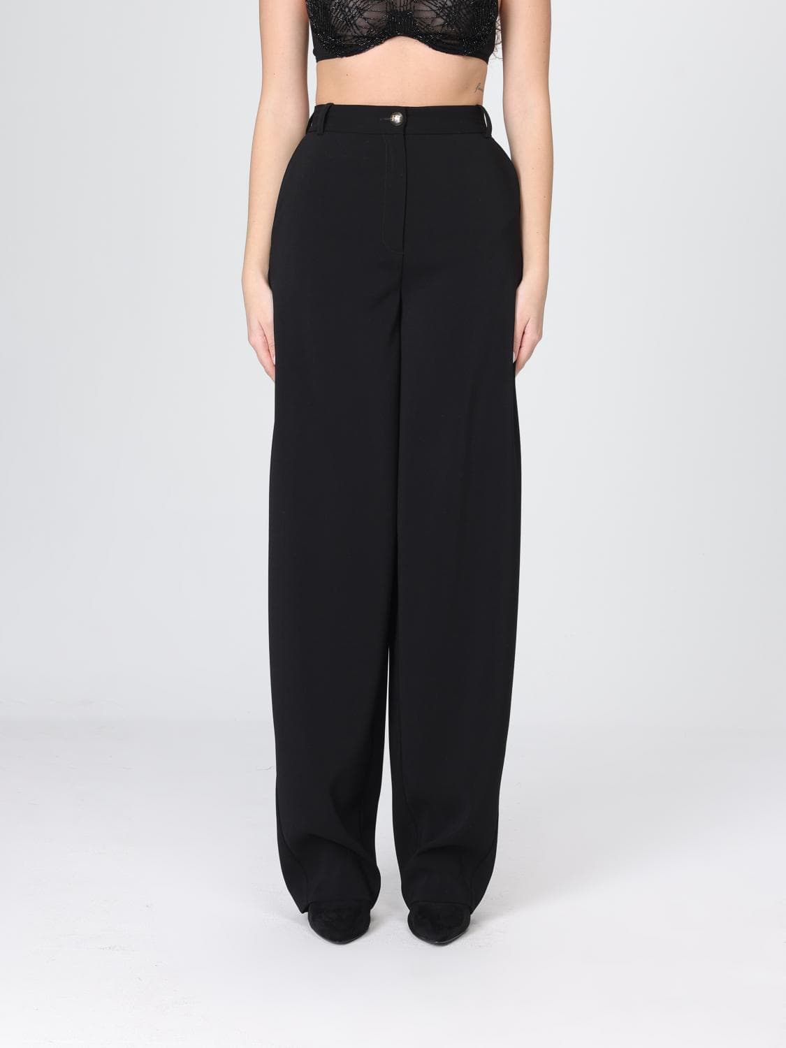 Elisabetta Franchi Wide Leg Crêpe Trousers