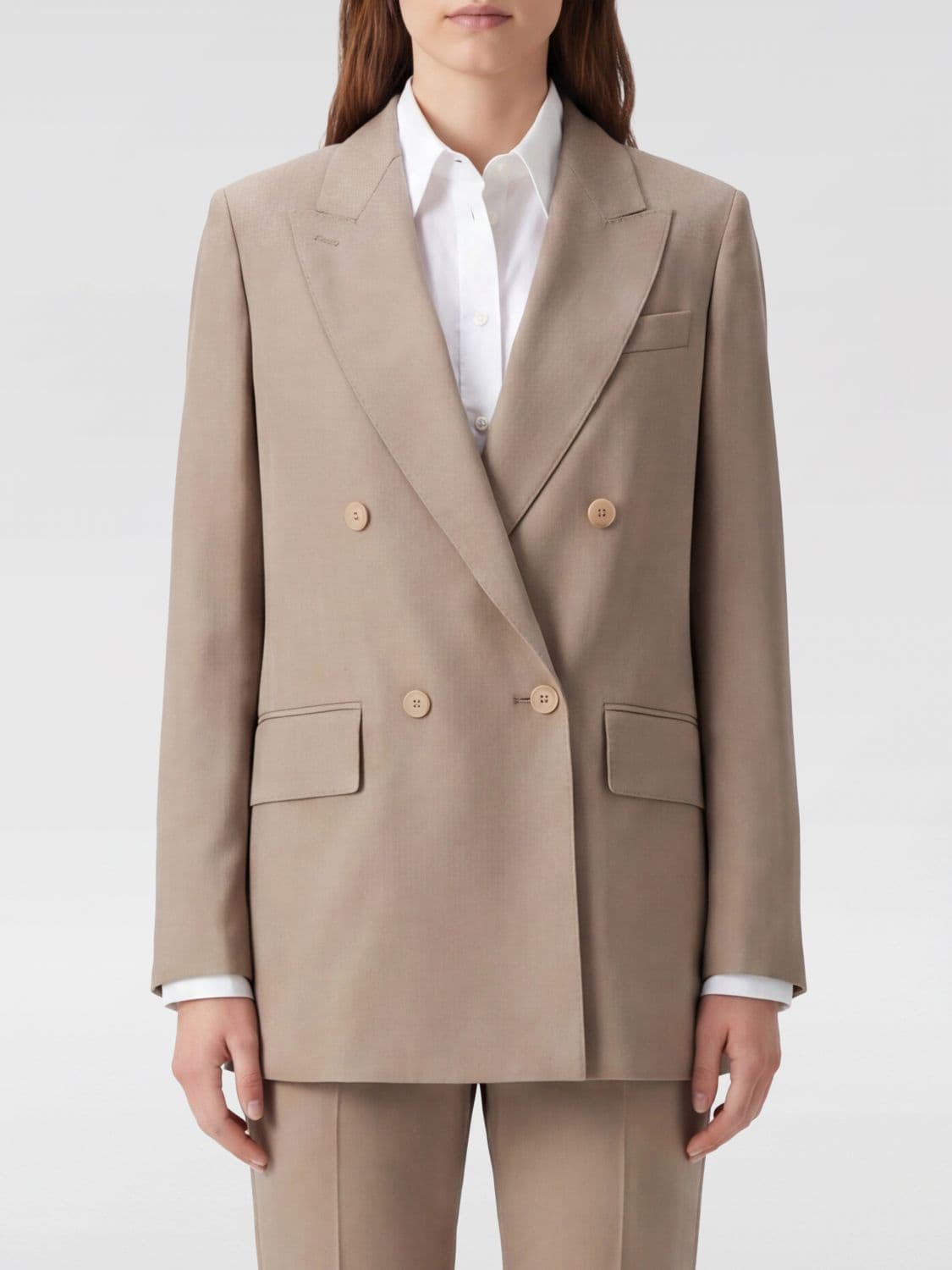 Max Mara Double Breasted Virgin Wool and Silk Blazer