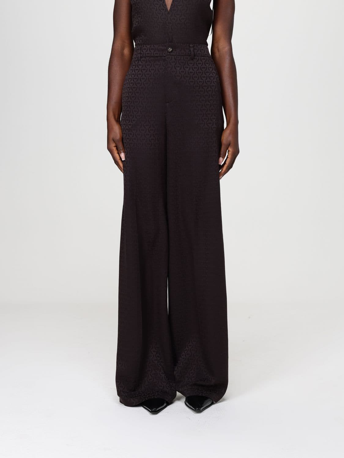 Gucci Silk Wide-Leg Trousers with Horsebit Motif