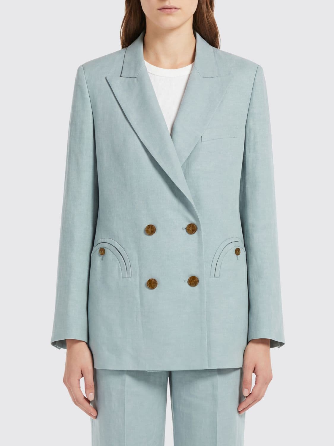 Blazé Milano Linen Blend Double-Breasted Blazer