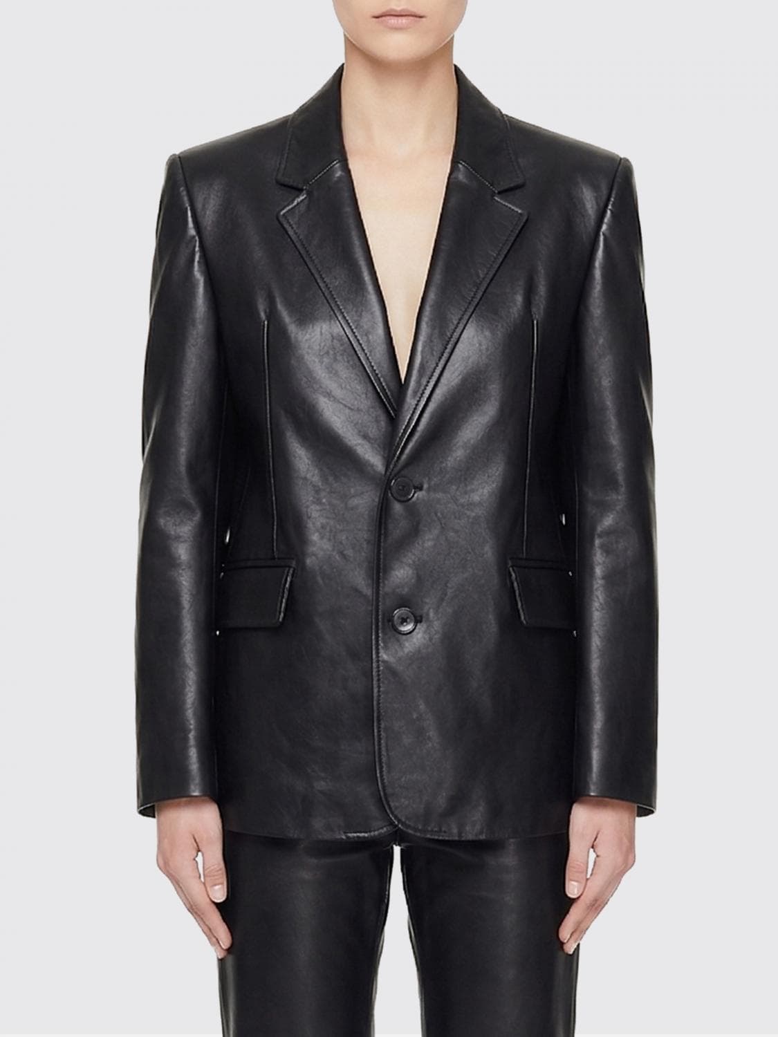 Balenciaga Leather Single-Breasted Blazer
