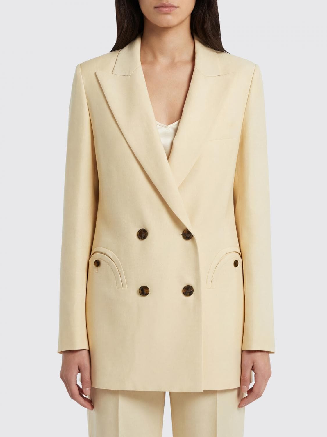 Blazé Milano Linen and Silk Double-Breasted Blazer · OS