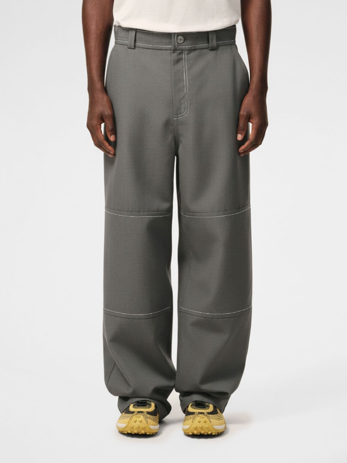 Ami Paris Virgin Wool Wide-Leg Pants