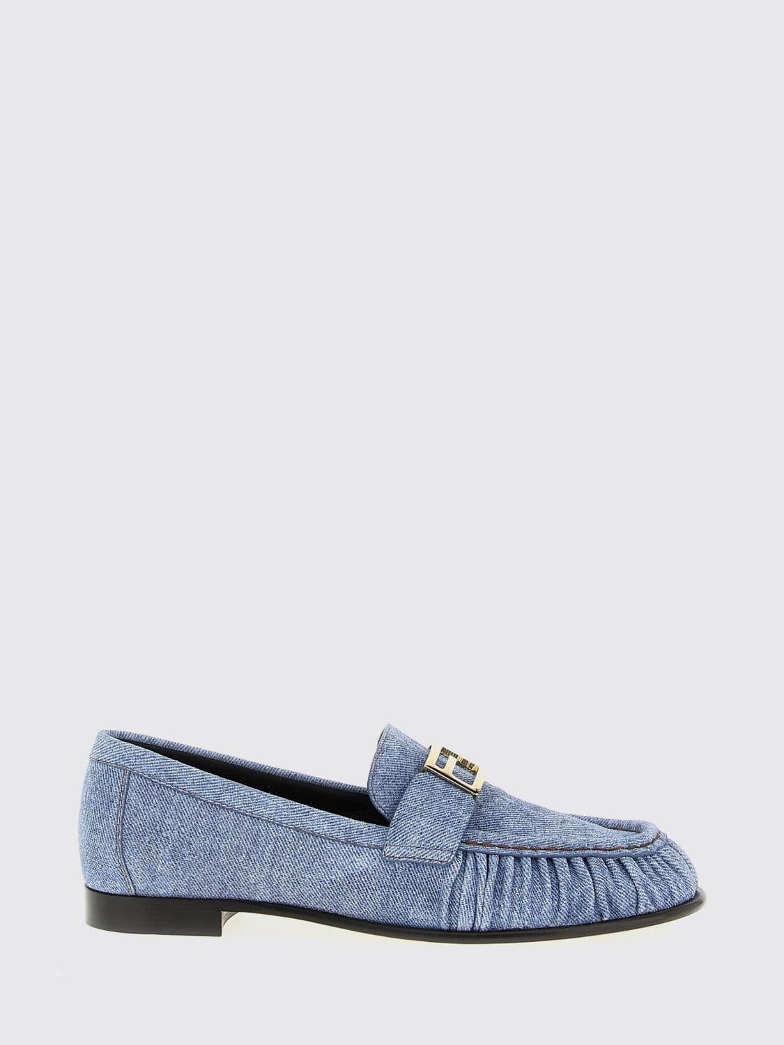 Fendi Baguette Cotton Denim Loafers