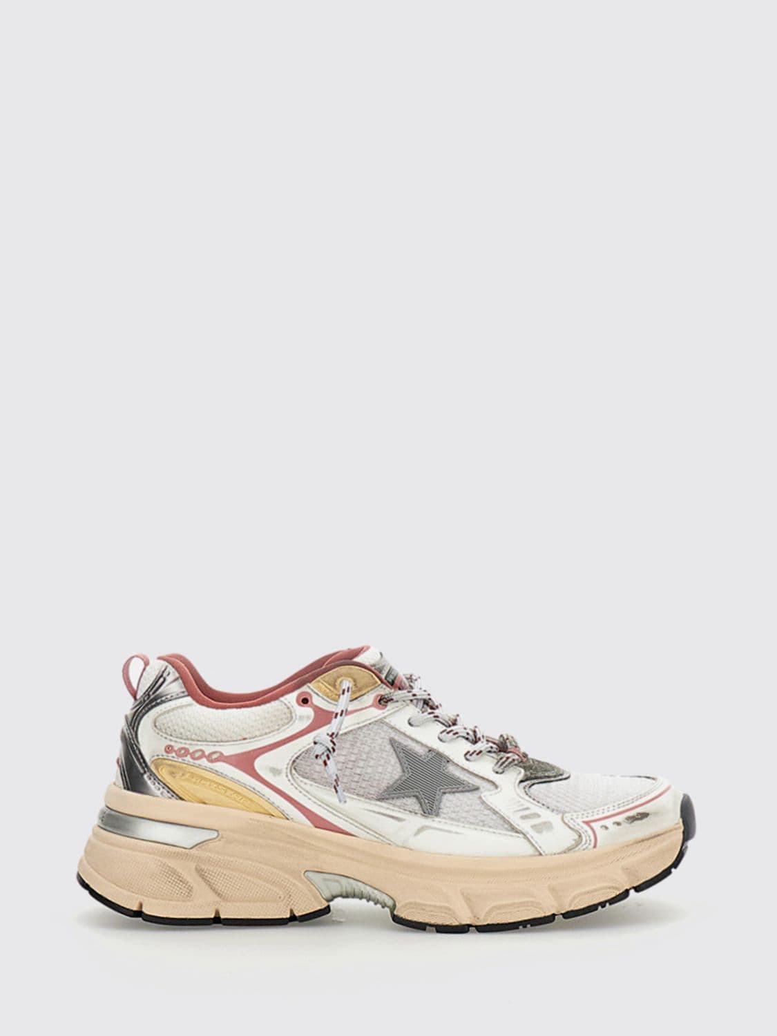 Golden Goose Lightstar Used Leather and Mesh Sneakers