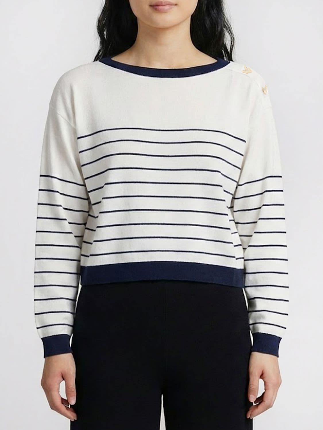 Liu Jo Striped Viscose Blend Crew-Neck Sweater