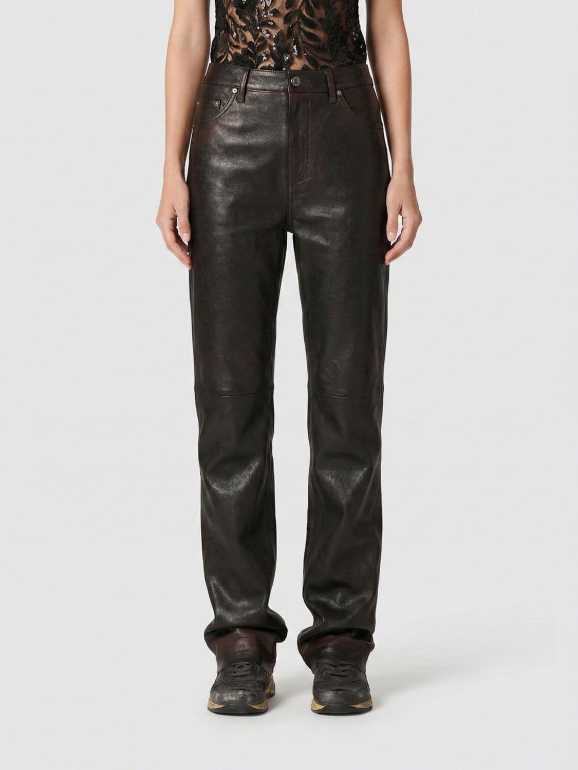 Golden Goose Straight Leather Trousers