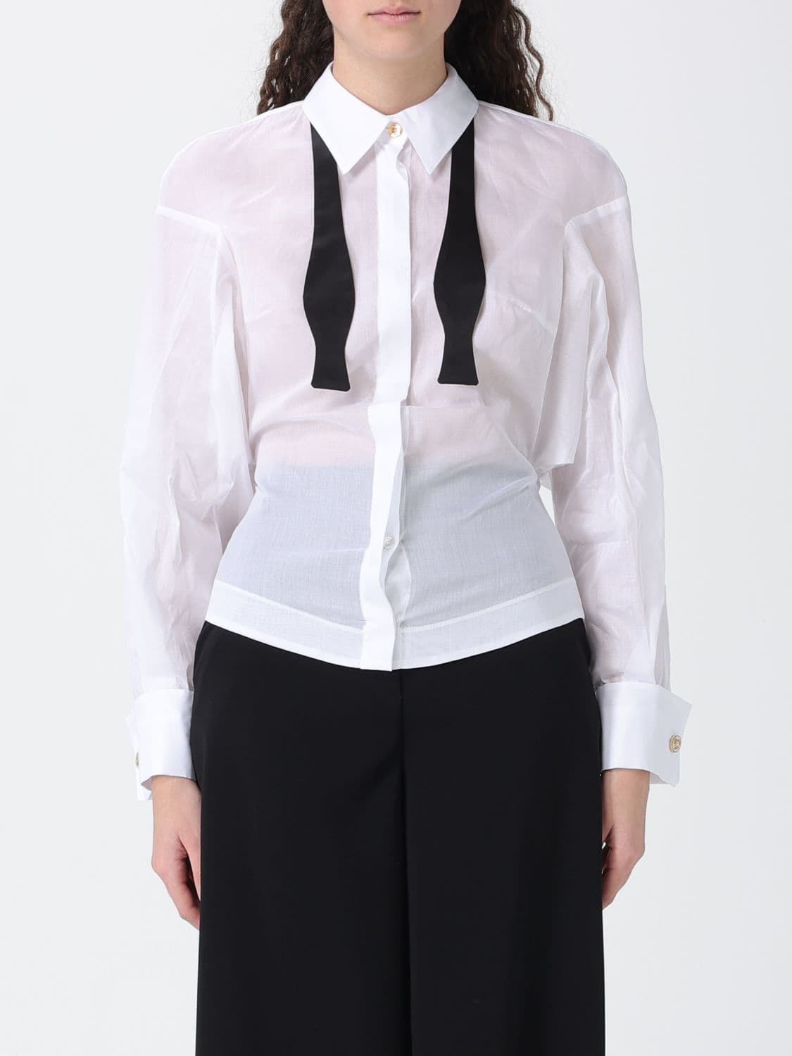 Elisabetta Franchi Cotton Shirt with Bow Tie