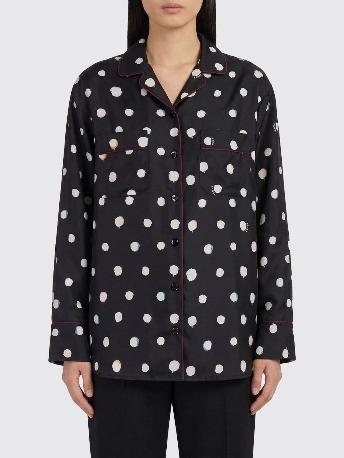 Fendi Silk Shirt with Polka Dot Print