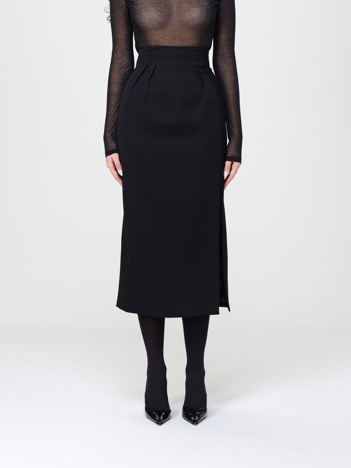 Mugler Wool Midi Skirt