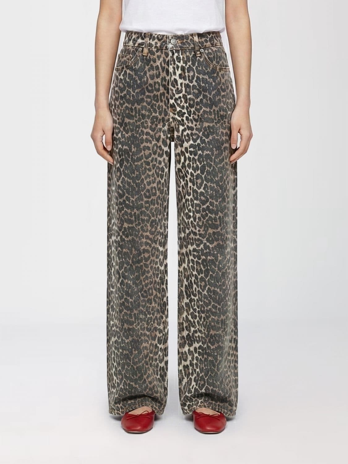 Ganni Animal Print 5 Pocket Jeans