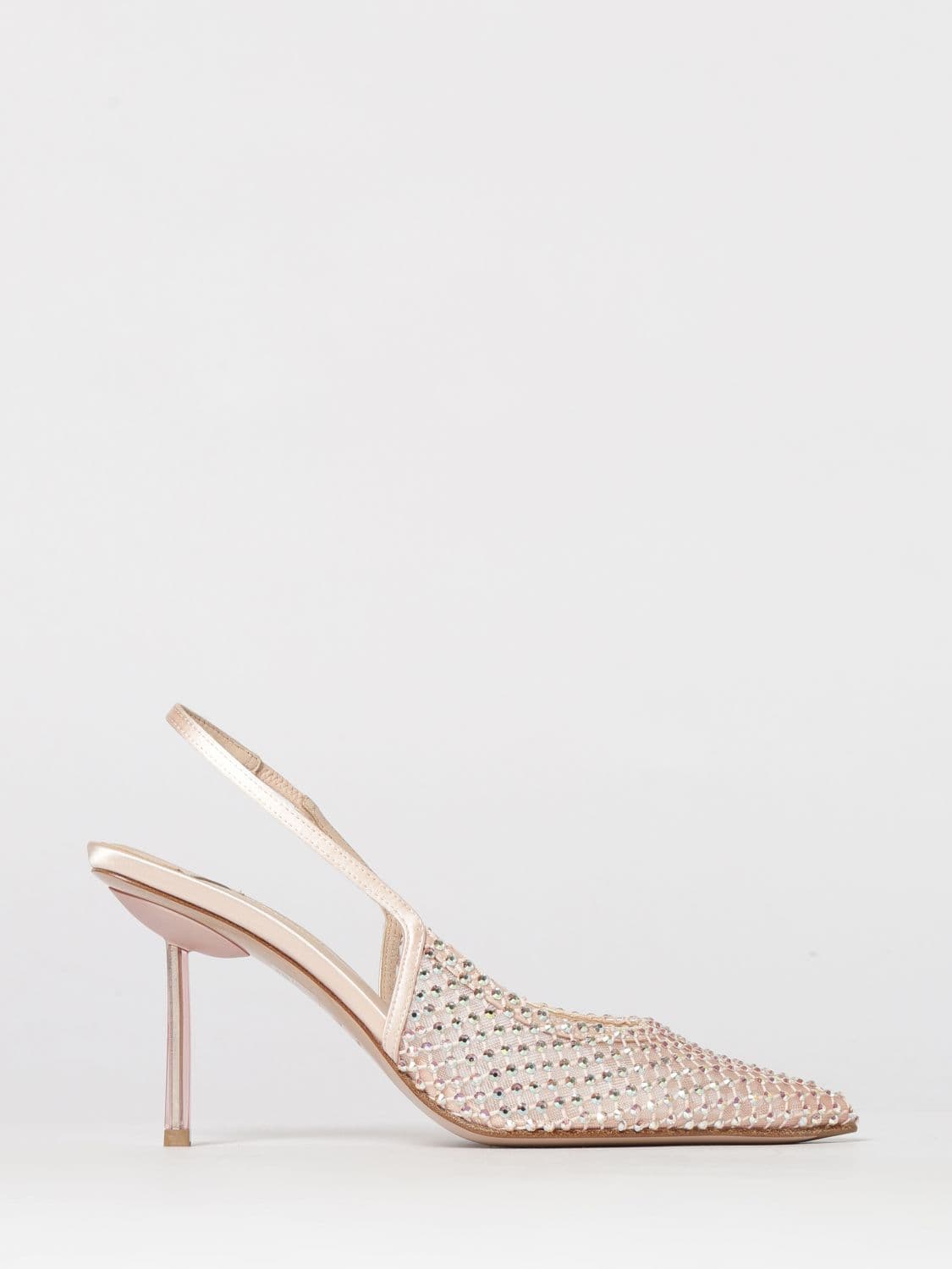 Le Silla Gilda Slingback Pumps in Satin and Mesh with Rhinestones · 37