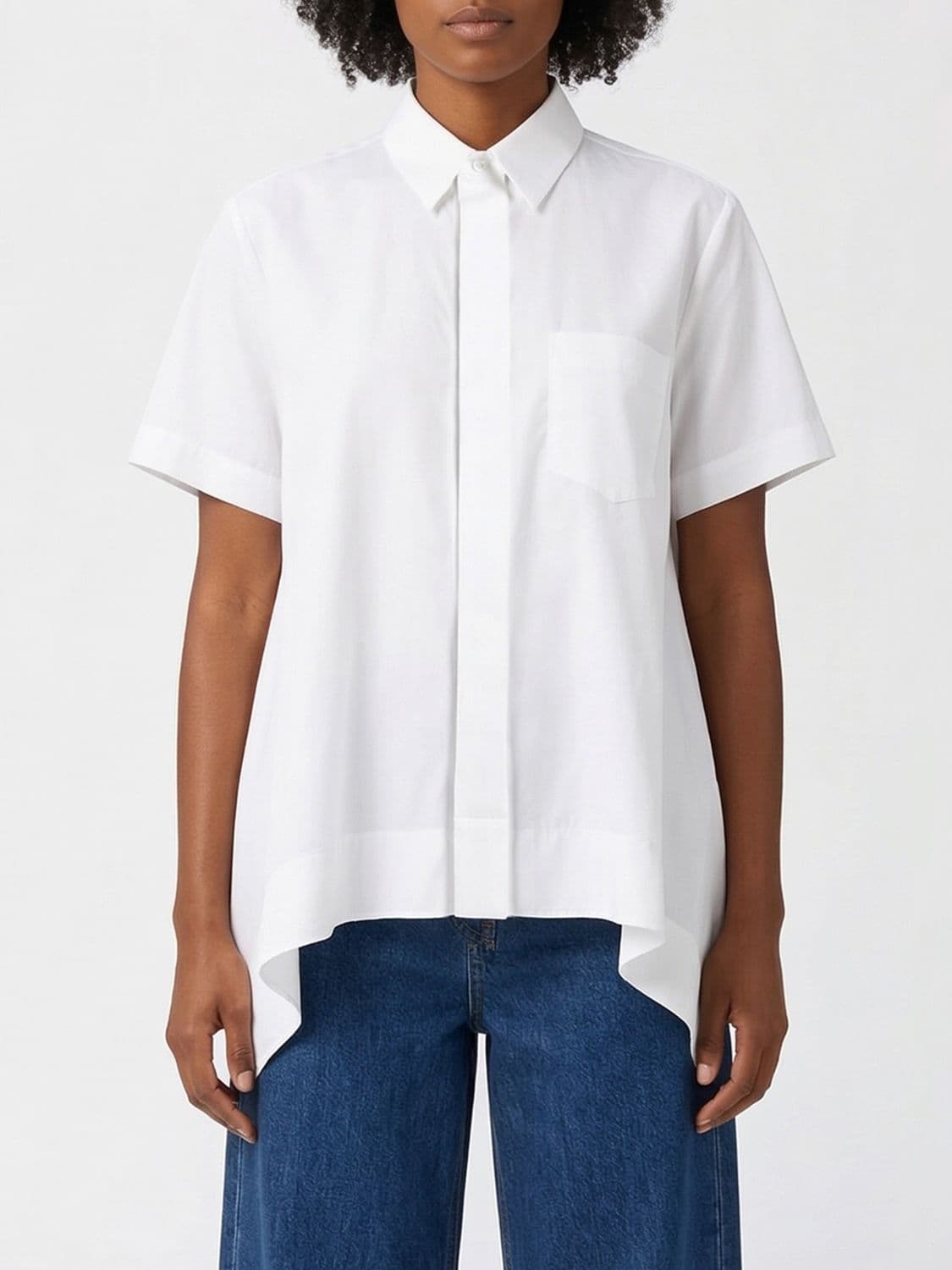 Sacai Asymmetric Cotton Blend Shirt