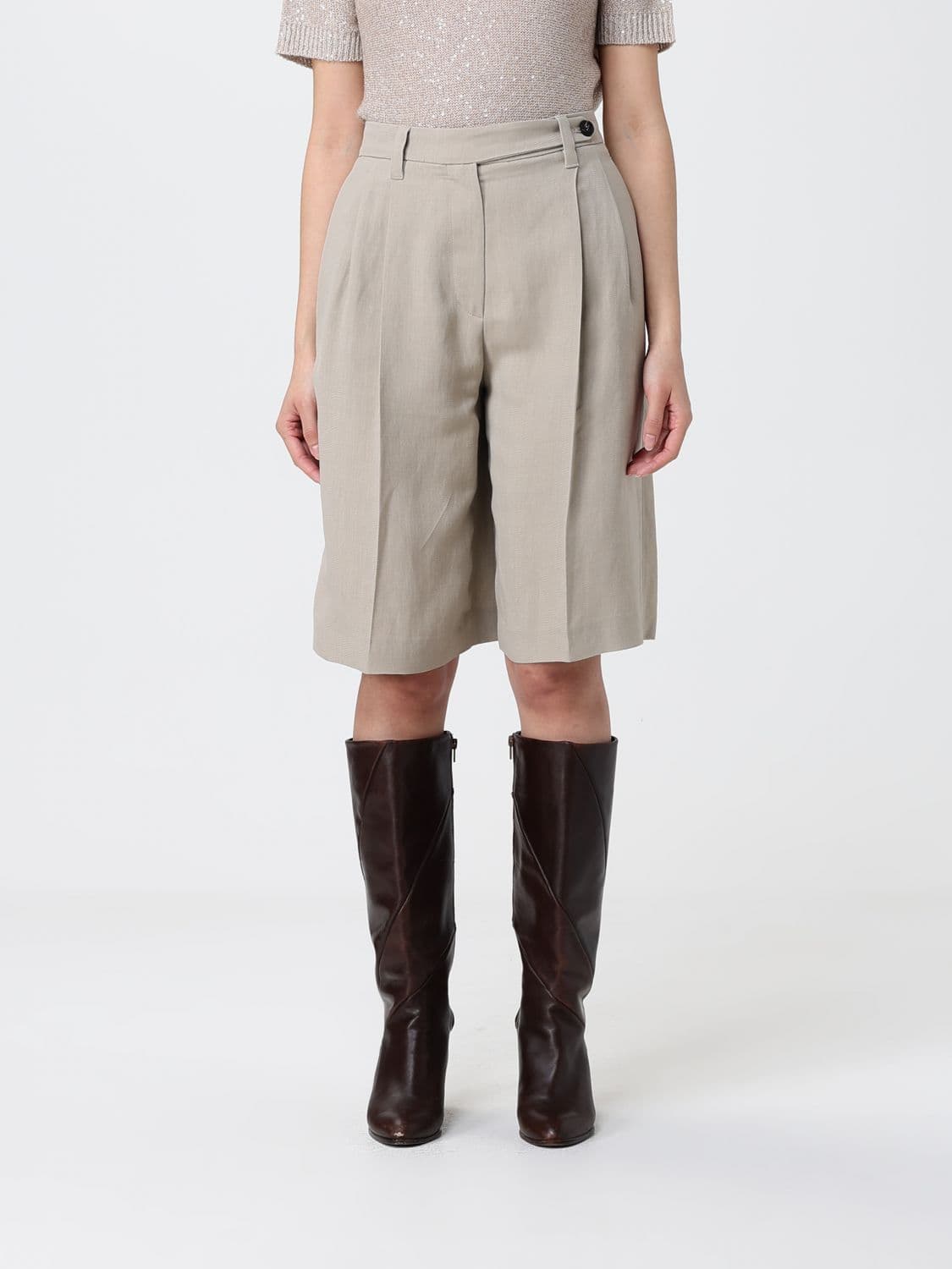 Brunello Cucinelli Linen Blend Tailored Shorts · 42
