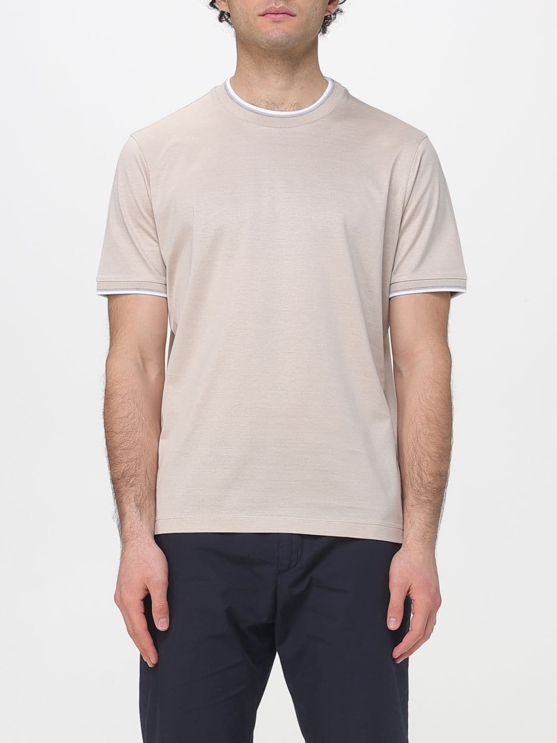 Paul & Shark Cotton T-Shirt With Striped Profiles