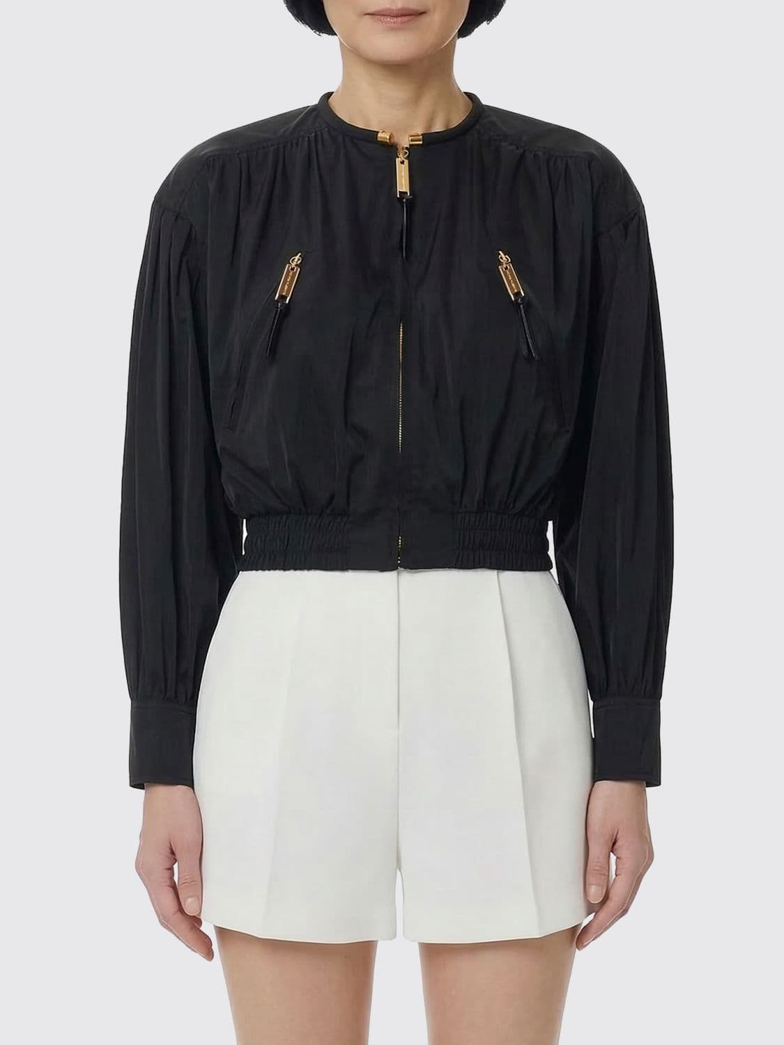 Elisabetta Franchi Technical Fabric Bomber Jacket