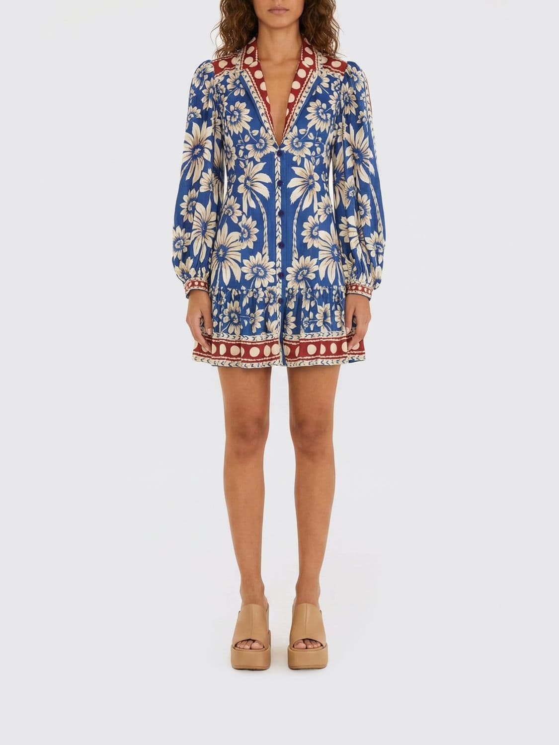 Farm Rio Floral Print Viscose Chemisier Dress
