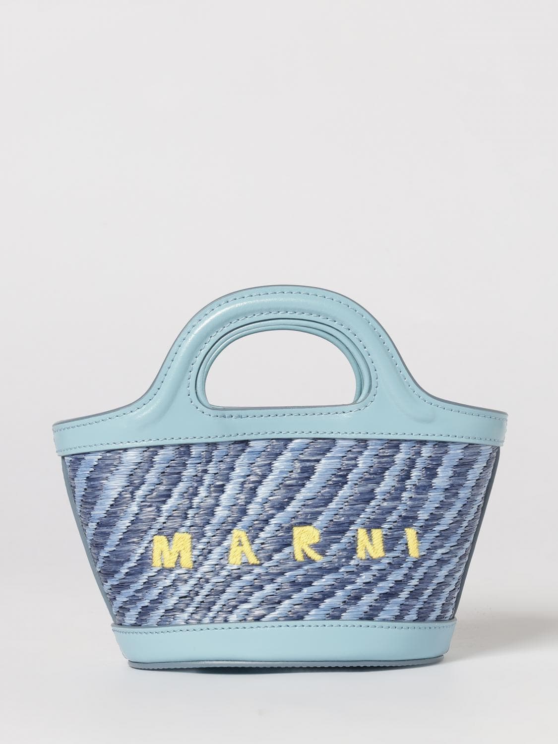 Marni Tropicalia Mini Raffia and Leather Bag with Embroidered Logo · OS