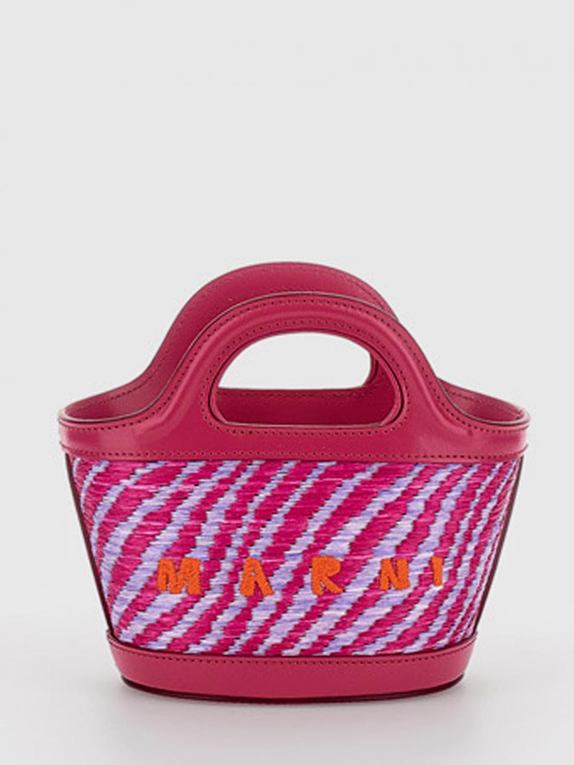 Marni Tropicalia Mini Raffia and Leather Bag with Embroidered Logo