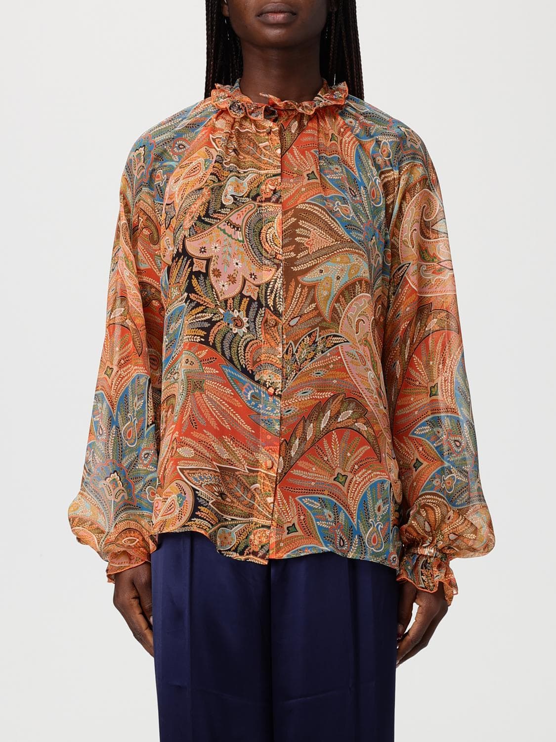 Etro Silk and Cotton Shirt with Paisley Print · 44