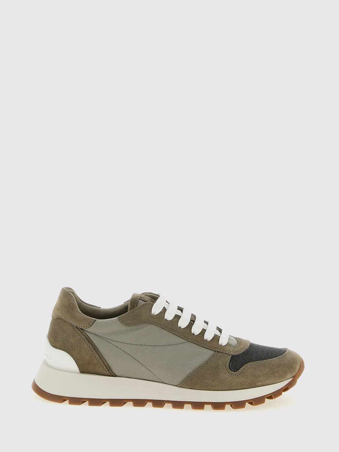 Brunello Cucinelli Suede and Nylon Sneakers with Monile
