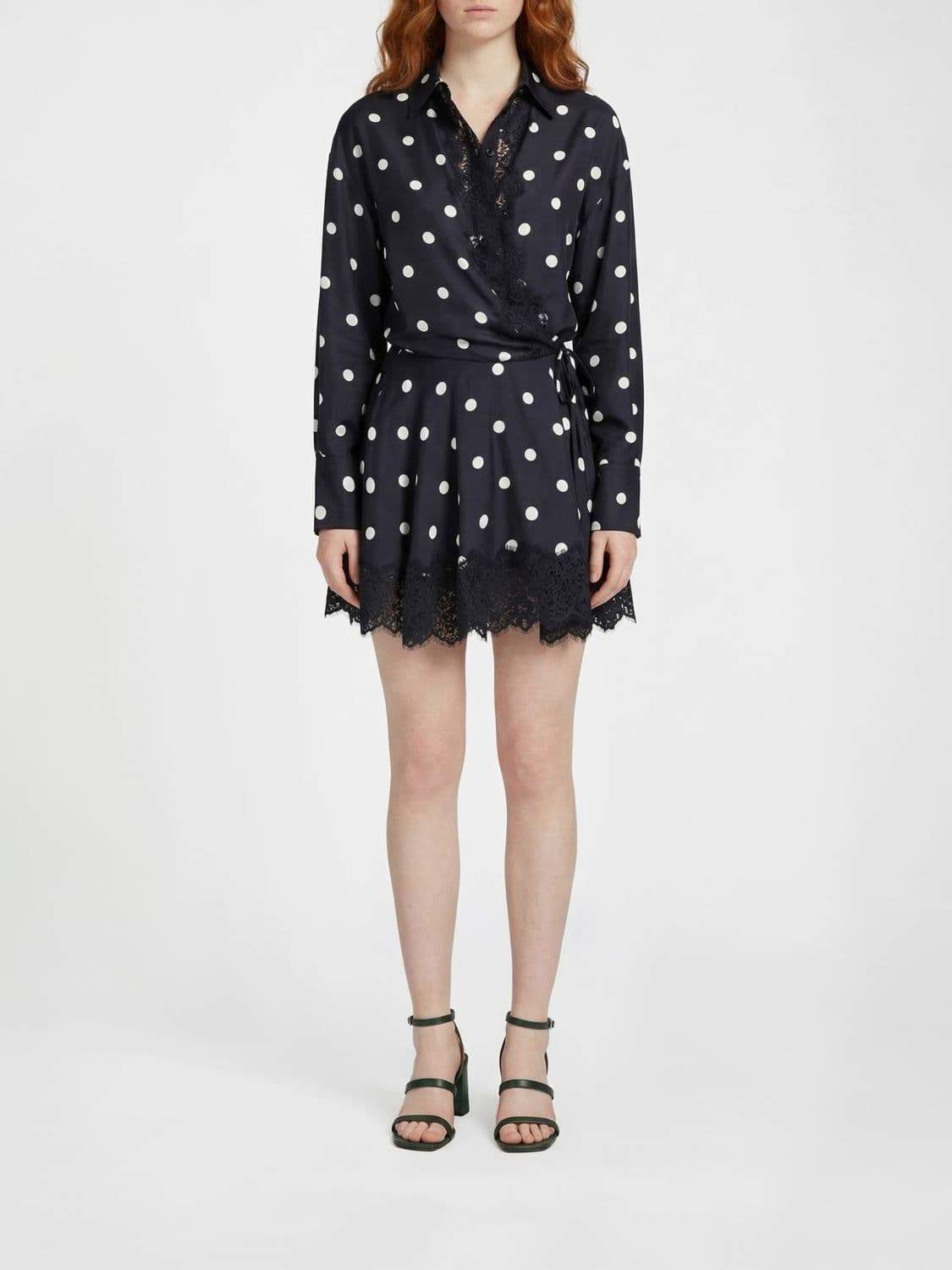 Sportmax Polka Dot Silk Wrap Dress